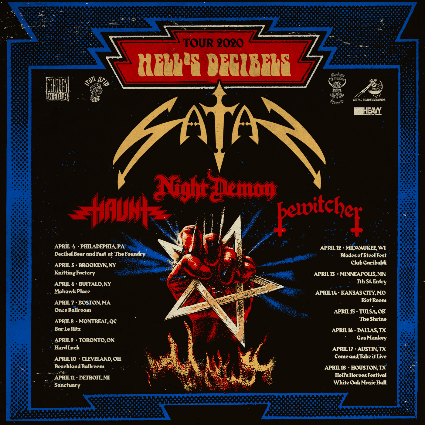 Hell S Decibels Tour 2020 W Satan Night Demon Bewitcher Haunt The Riot Room